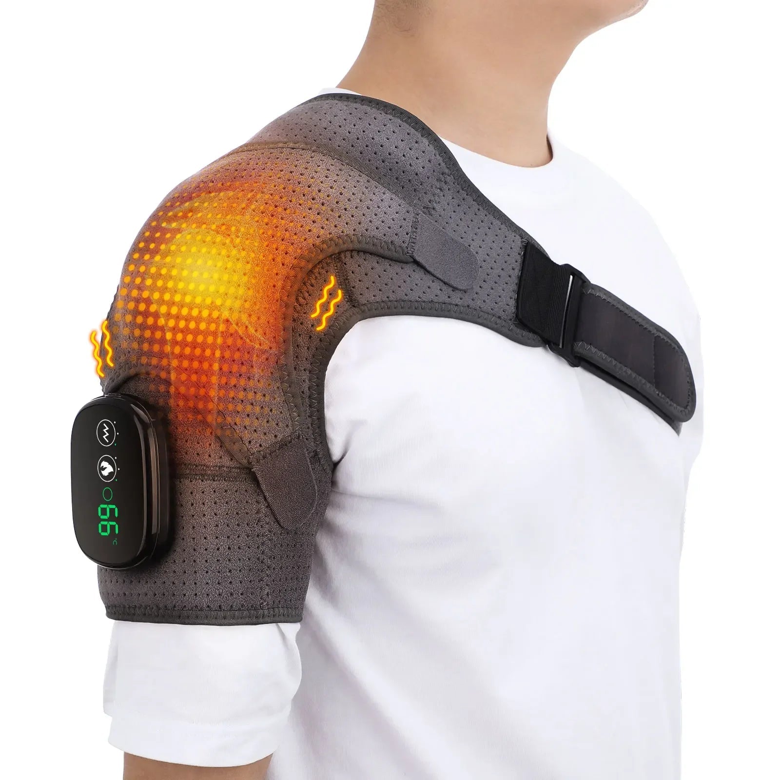 Electric Heating Shoulder Massage Heated Back Shoulder Brace Adjustable Heating Shoulder Massage Belt For Arm Muscle Relaxation - Luren Store