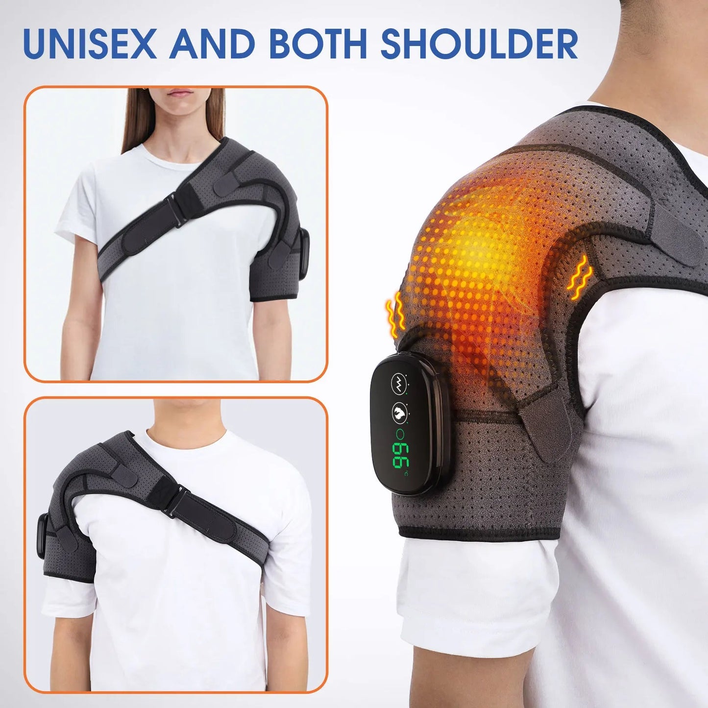 Electric Heating Shoulder Massage Heated Back Shoulder Brace Adjustable Heating Shoulder Massage Belt For Arm Muscle Relaxation - Luren Store