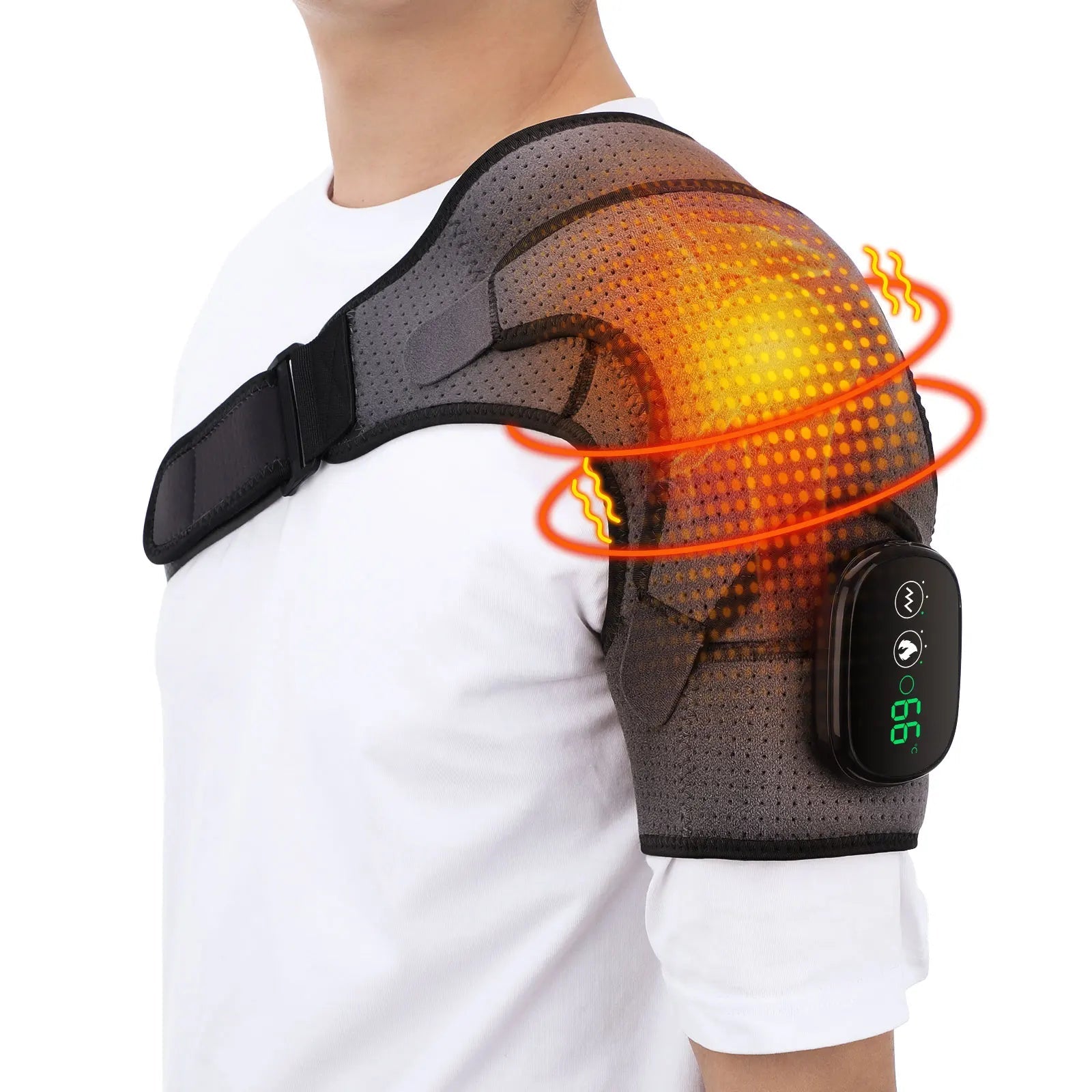 Electric Heating Shoulder Massage Heated Back Shoulder Brace Adjustable Heating Shoulder Massage Belt For Arm Muscle Relaxation - Luren Store