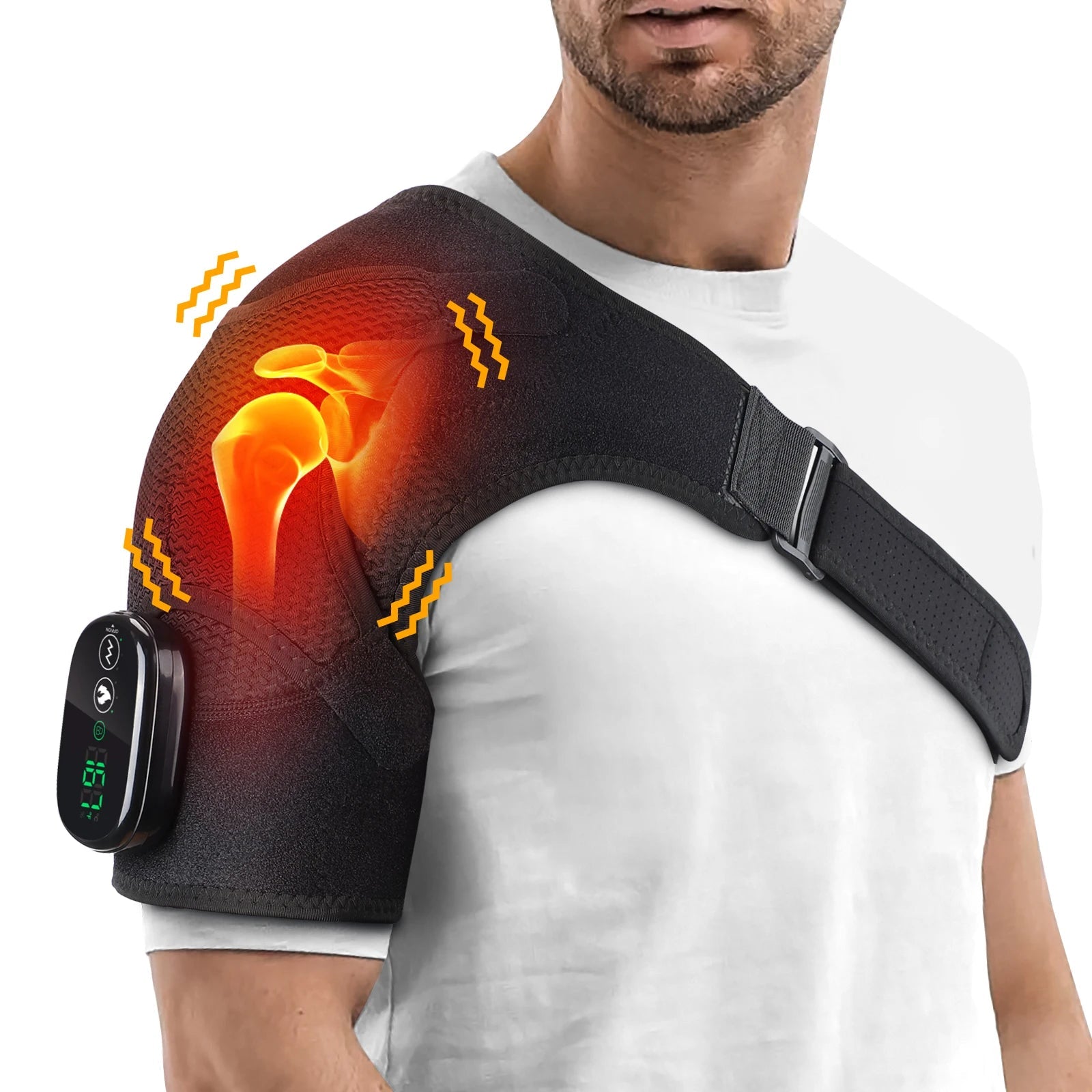 Electric Heating Shoulder Massage Heated Back Shoulder Brace Adjustable Heating Shoulder Massage Belt For Arm Muscle Relaxation - Luren Store