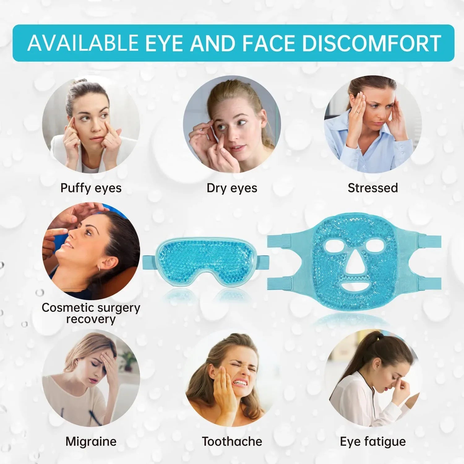Gel Cooling Ice Face Eye Mask Facial Mask Hot Cold Compress Pack Gel Beads Cold Face Eye Mask Ice Pack,Compress Sleeping FaceSPA - Luren Store