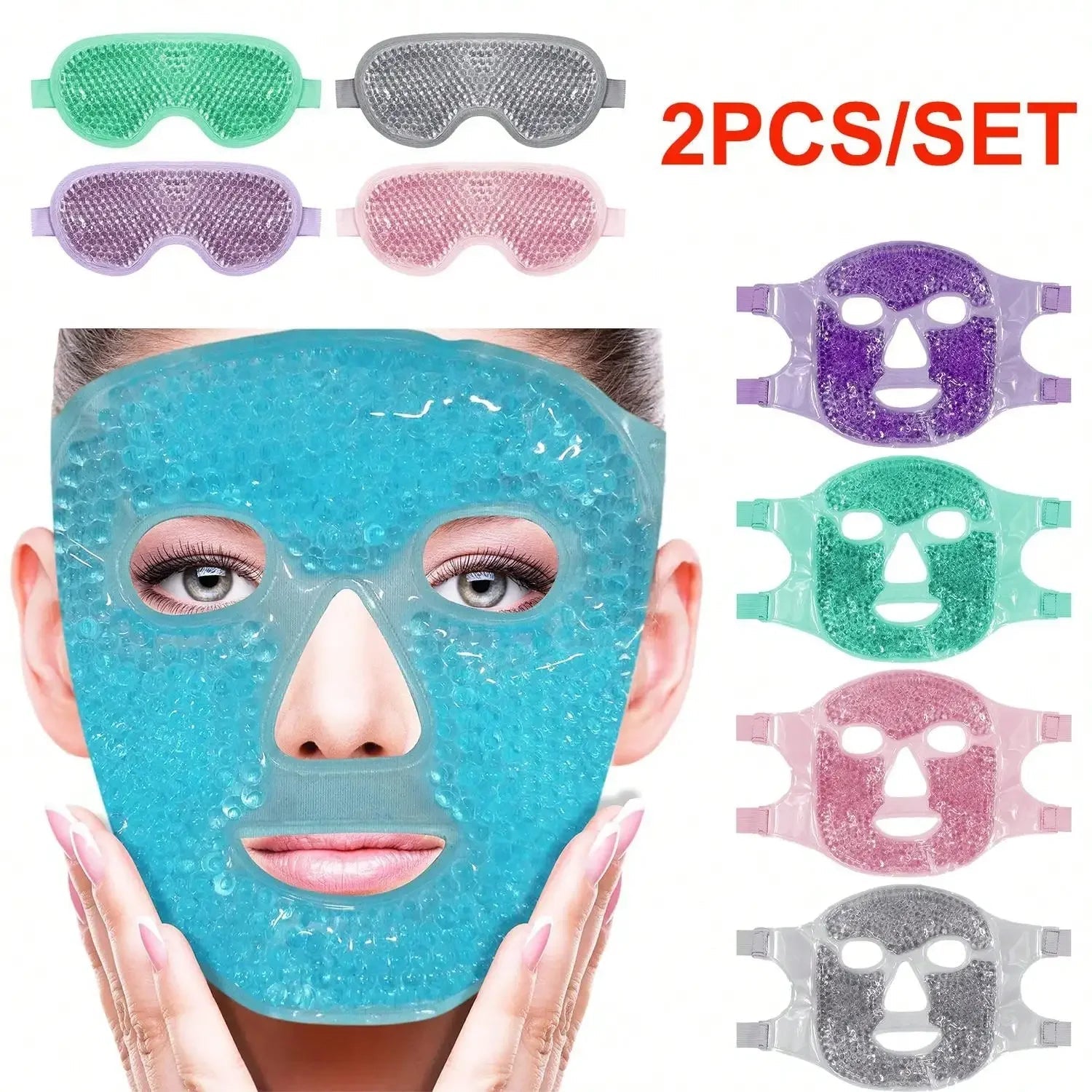Gel Cooling Ice Face Eye Mask Facial Mask Hot Cold Compress Pack Gel Beads Cold Face Eye Mask Ice Pack,Compress Sleeping FaceSPA - Luren Store