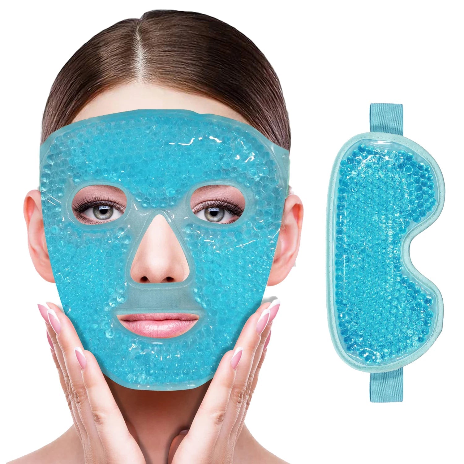Gel Cooling Ice Face Eye Mask Facial Mask Hot Cold Compress Pack Gel Beads Cold Face Eye Mask Ice Pack,Compress Sleeping FaceSPA - Luren Store