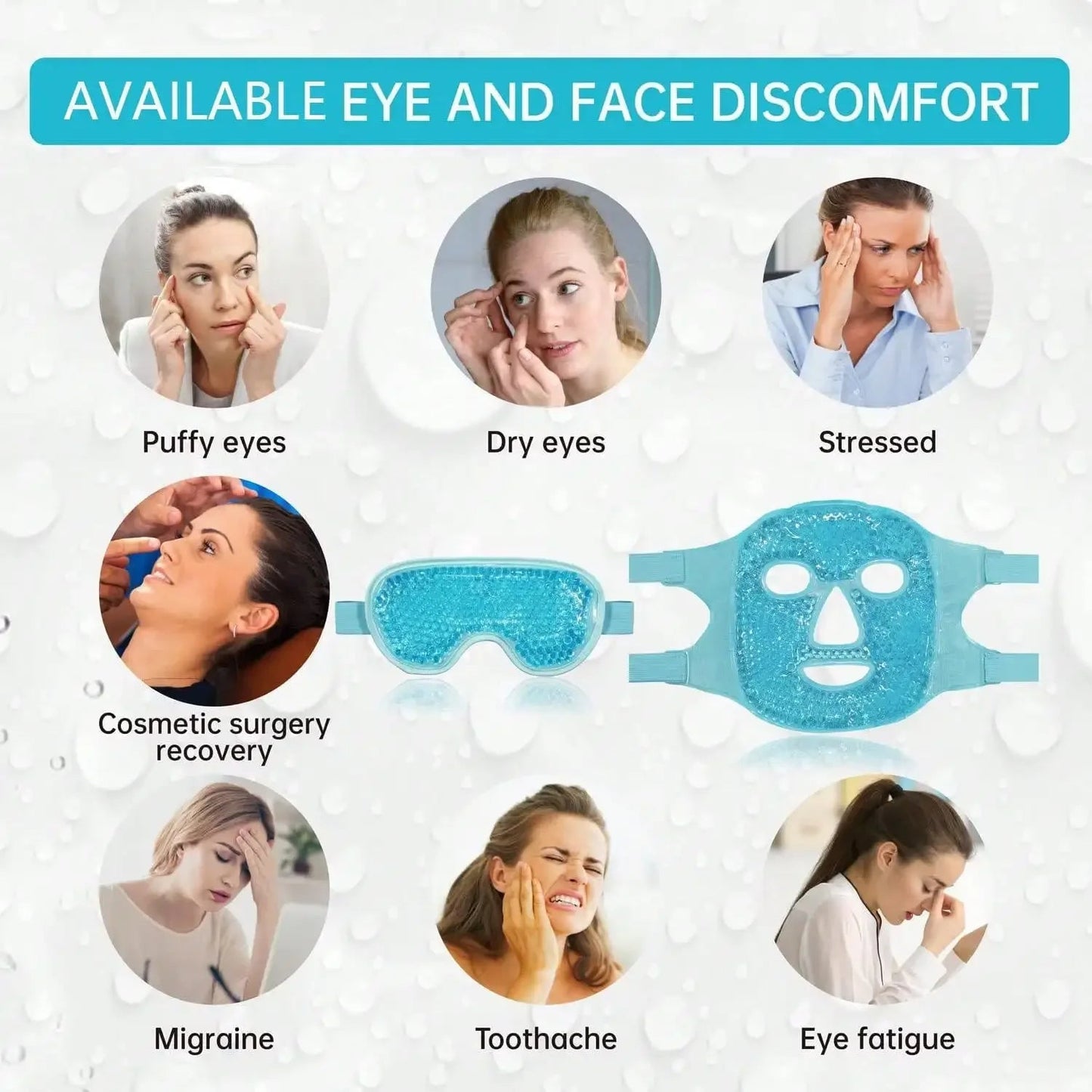 Gel Cooling Ice Face Eye Mask Facial Mask Hot Cold Compress Pack Gel Beads Cold Face Eye Mask Ice Pack,Compress Sleeping FaceSPA - Luren Store