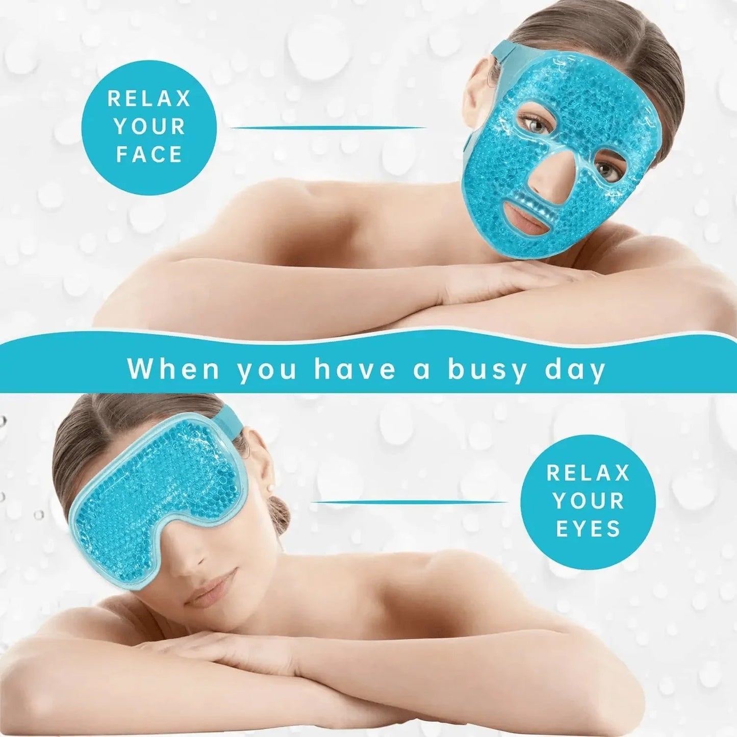 Gel Cooling Ice Face Eye Mask Facial Mask Hot Cold Compress Pack Gel Beads Cold Face Eye Mask Ice Pack,Compress Sleeping FaceSPA - Luren Store