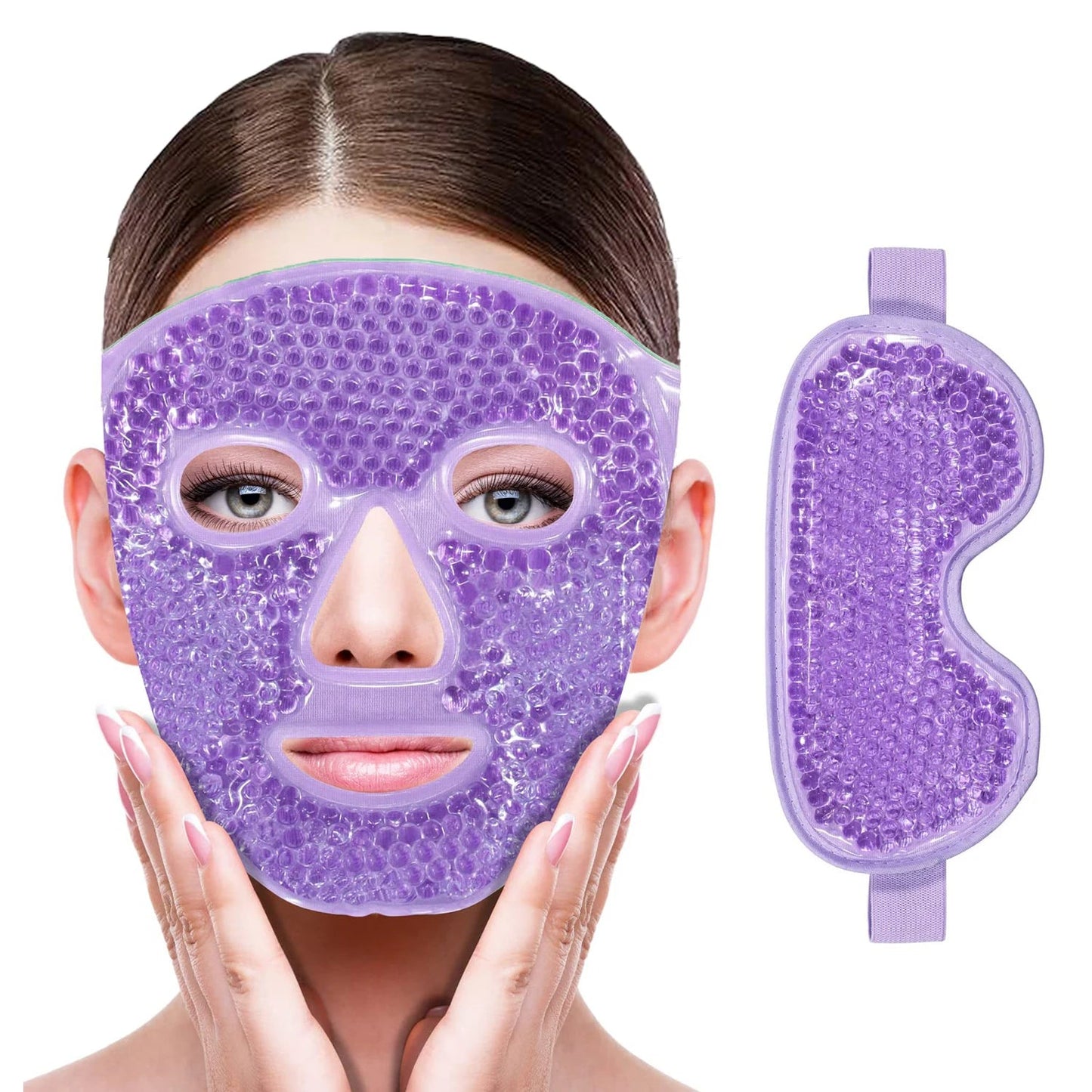 Gel Cooling Ice Face Eye Mask Facial Mask Hot Cold Compress Pack Gel Beads Cold Face Eye Mask Ice Pack,Compress Sleeping FaceSPA - Luren Store