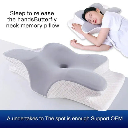 Memory cotton butterfly shaped pillow Slow rebound cow horn pillow Cervical pillow - Luren Store