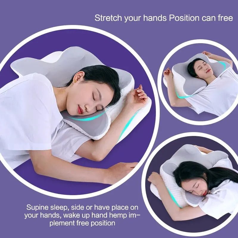 Memory cotton butterfly shaped pillow Slow rebound cow horn pillow Cervical pillow - Luren Store
