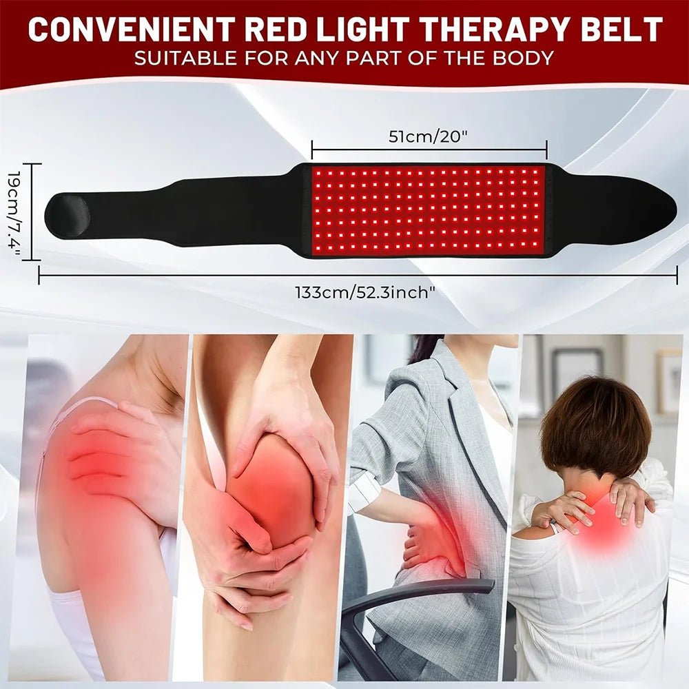 NEW 140PCS LED Red Light Therapy Belt Infrared Light Therapy Wrap660nm&850nm for Body with Timer Back Shoulder Waist Pain Relief - Luren Store