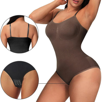 V Neck Spaghetti Strap Bodysuits Compression Body Suits Open Crotch Shapewear Slimming Body Shaper Smooth Out Bodysuit - Luren Store