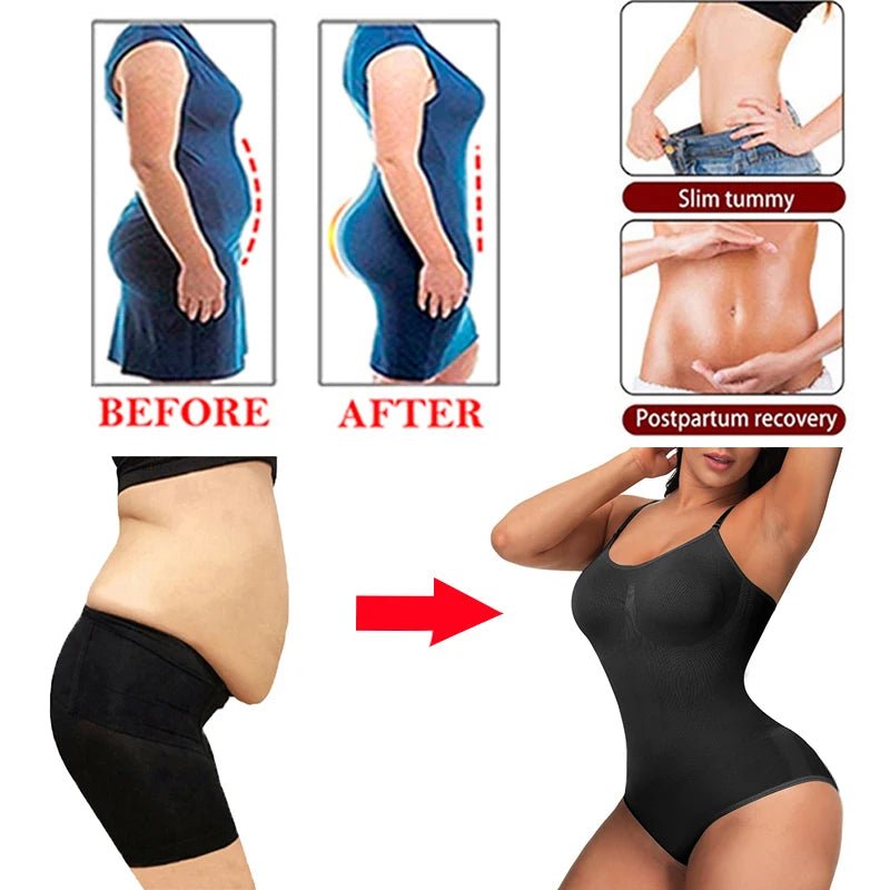 V Neck Spaghetti Strap Bodysuits Compression Body Suits Open Crotch Shapewear Slimming Body Shaper Smooth Out Bodysuit - Luren Store