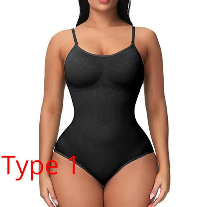 V Neck Spaghetti Strap Bodysuits Compression Body Suits Open Crotch Shapewear Slimming Body Shaper Smooth Out Bodysuit - Luren Store